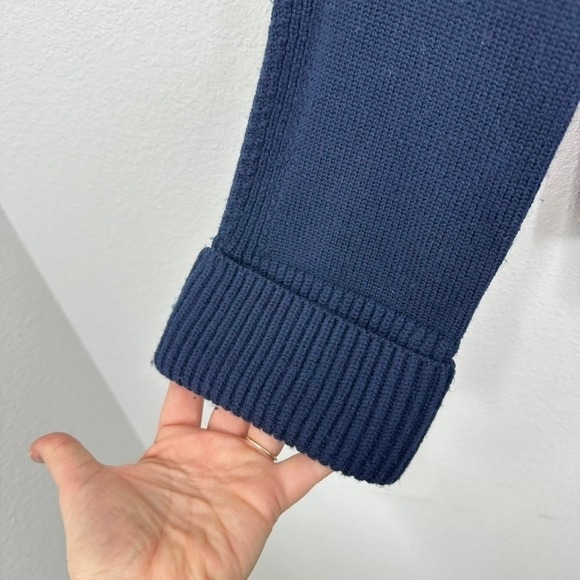 Magaschoni Preppy Collared V Neck Sweater Women's Size S Navy Blue Knit‎ Chic - Picture 6 of 8